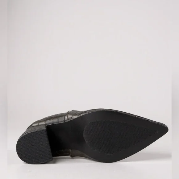 The Valentina Croc Embossed Block Heel Ankle Boots - Picture 9 of 14